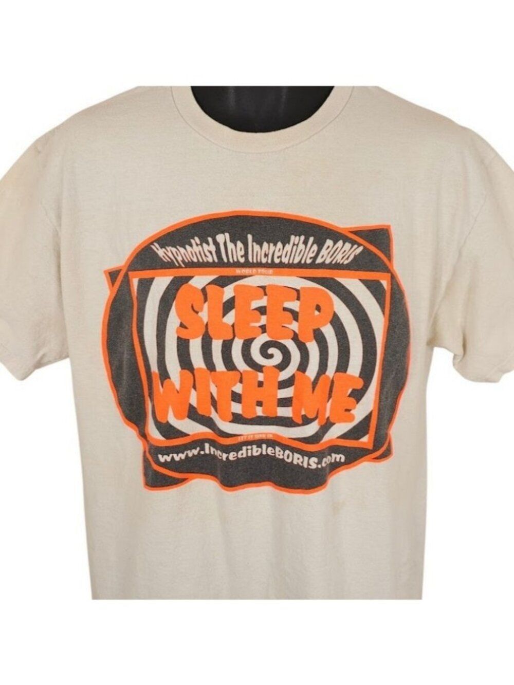 Incredible Boris Cherniak T Shirt Mens Size Large Cream Hypnotist Sleep With Me